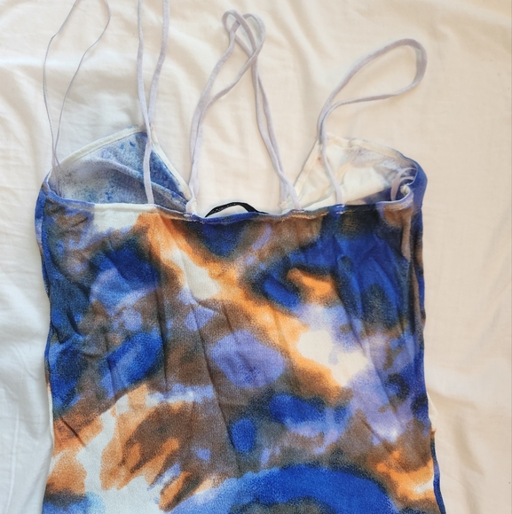 Zara Blue/white/orange Midi dress - Picture 3 of 6